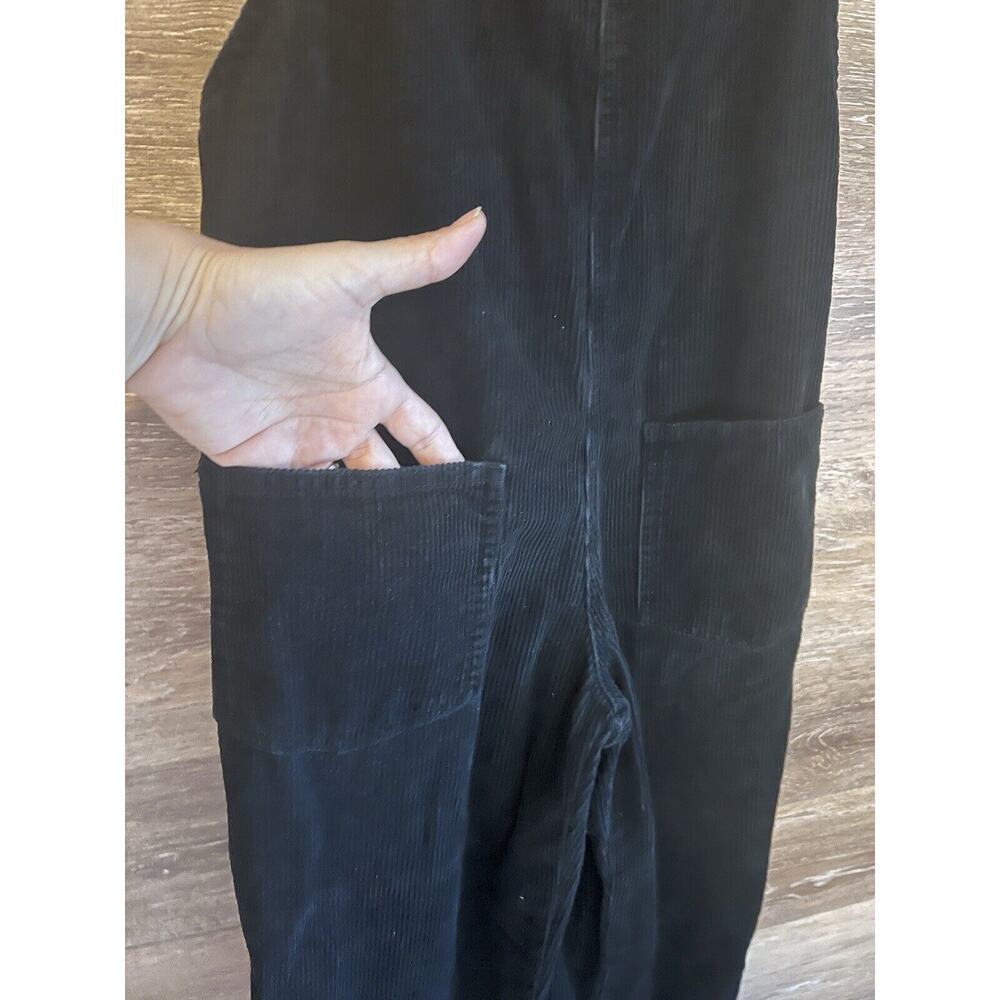 BDG Urban Outfitters Black Corduroy Tie Shoulder Overall Jumpsuit XS Cropped - Picture 3 of 8